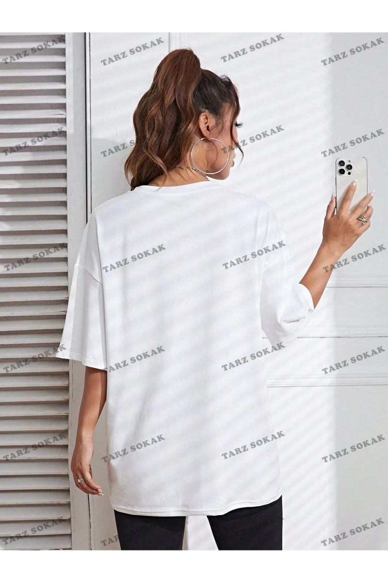 Unisex BAY  Kurbağa Desenli Düşük Omuzlu Tişört KOD-1364