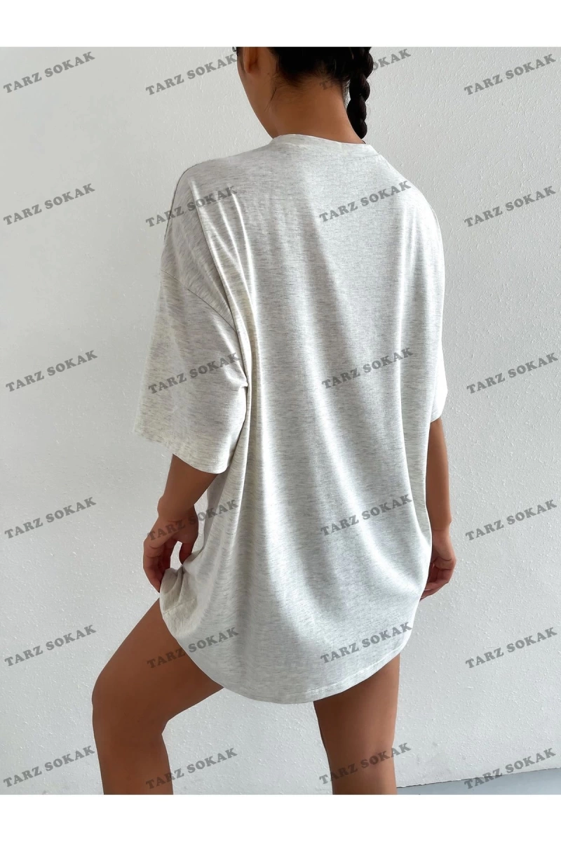 Unisex BAY  Şekil Grafiği Düşük Omuzlu Tişört KOD-1310