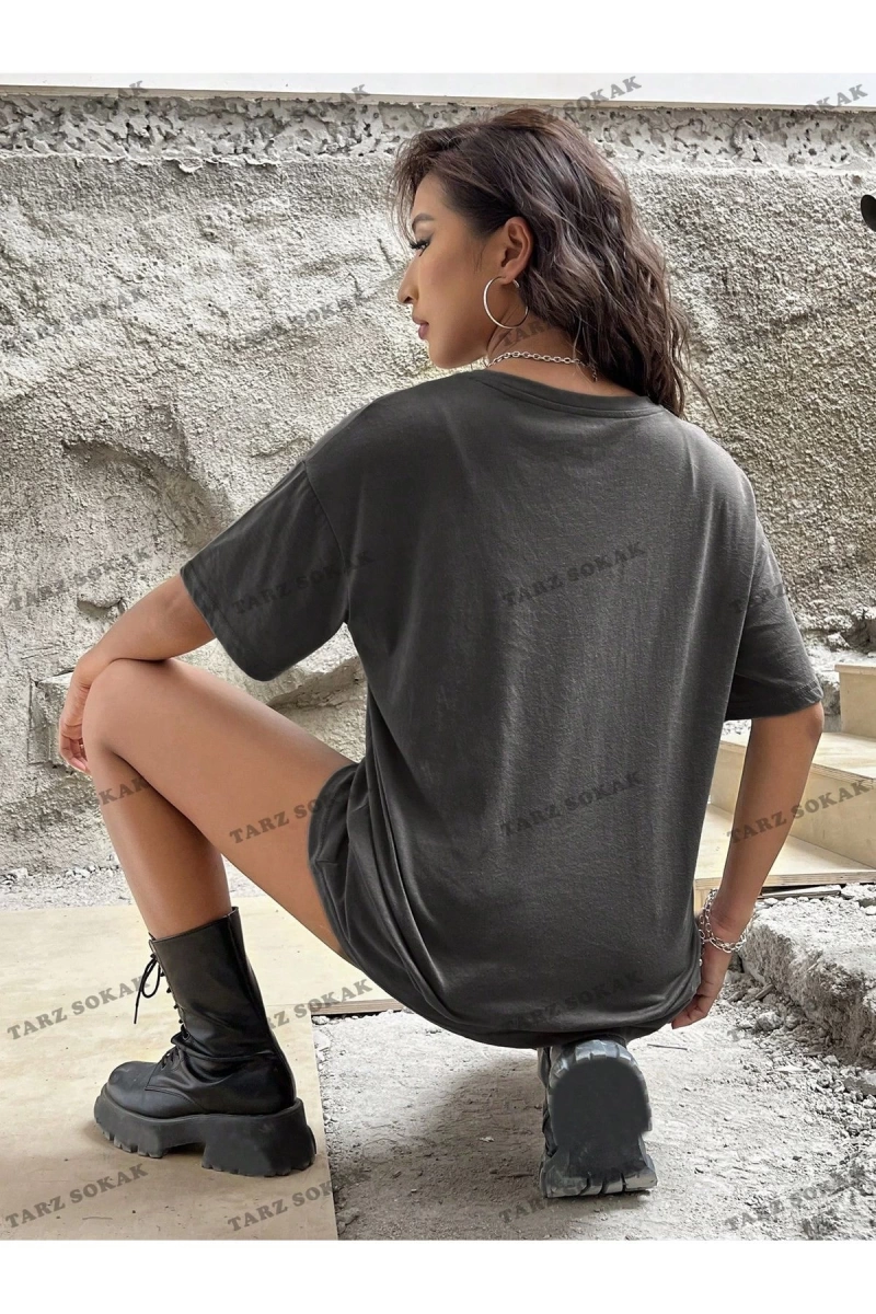 Unisex BAY  Slayr Yonca Baskılı Düşük Omuz Kadın Tişört KOD-1380