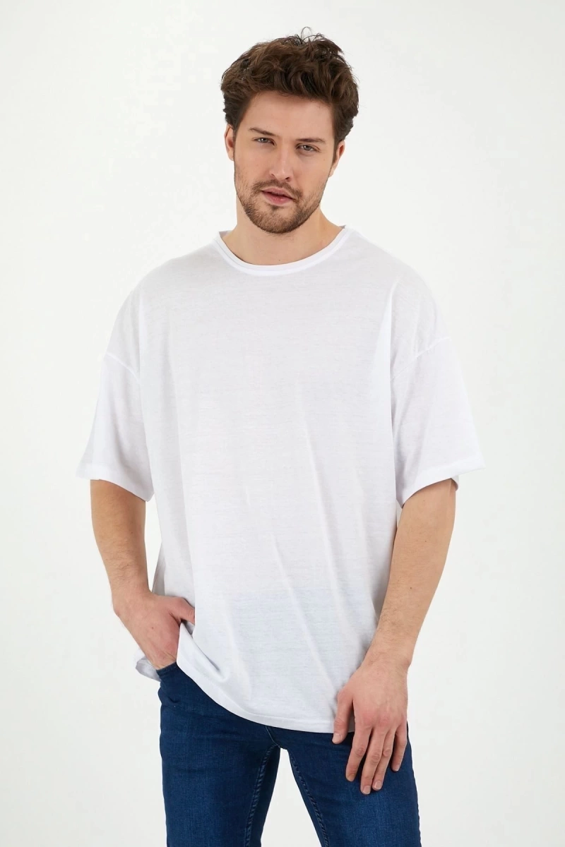 Unisex Beyaz Bol Kesim Oversize Tshirt