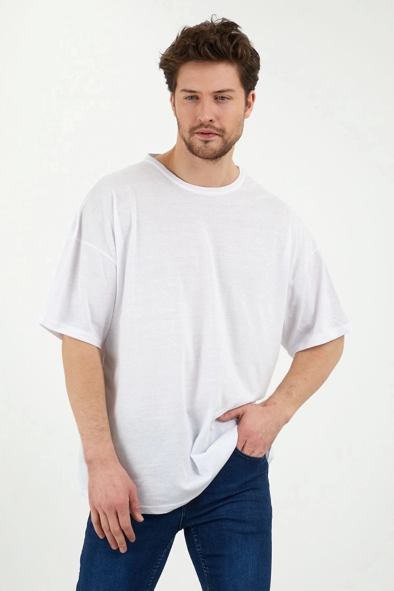 Unisex Beyaz Bol Kesim Oversize Tshirt