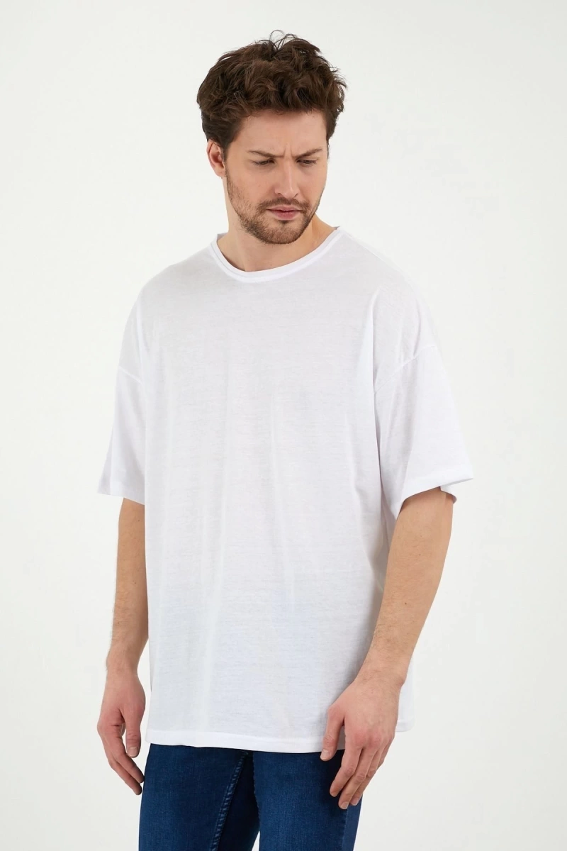 Unisex Beyaz Bol Kesim Oversize Tshirt