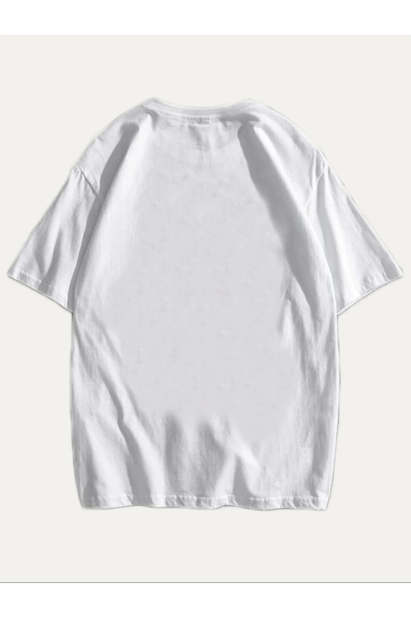 Unisex Beyaz Einstein Baskılı Oversize Tişört