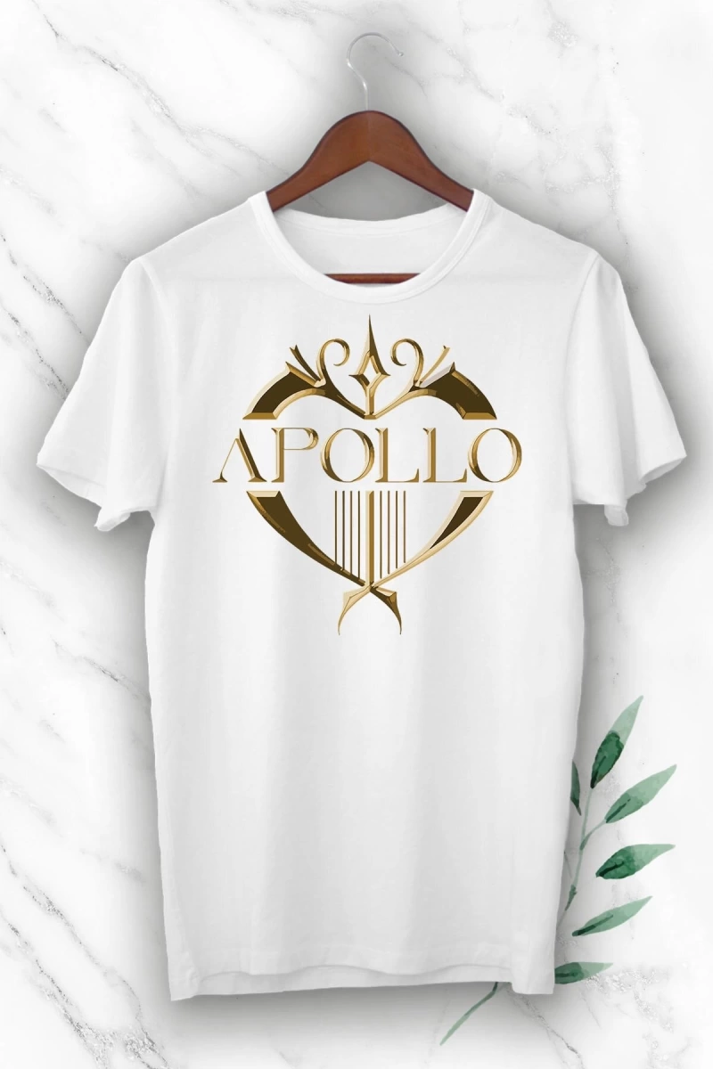 Unısex Beyaz Mitoloji Sanatların Tanrısı Apollo Baskılı Tişört