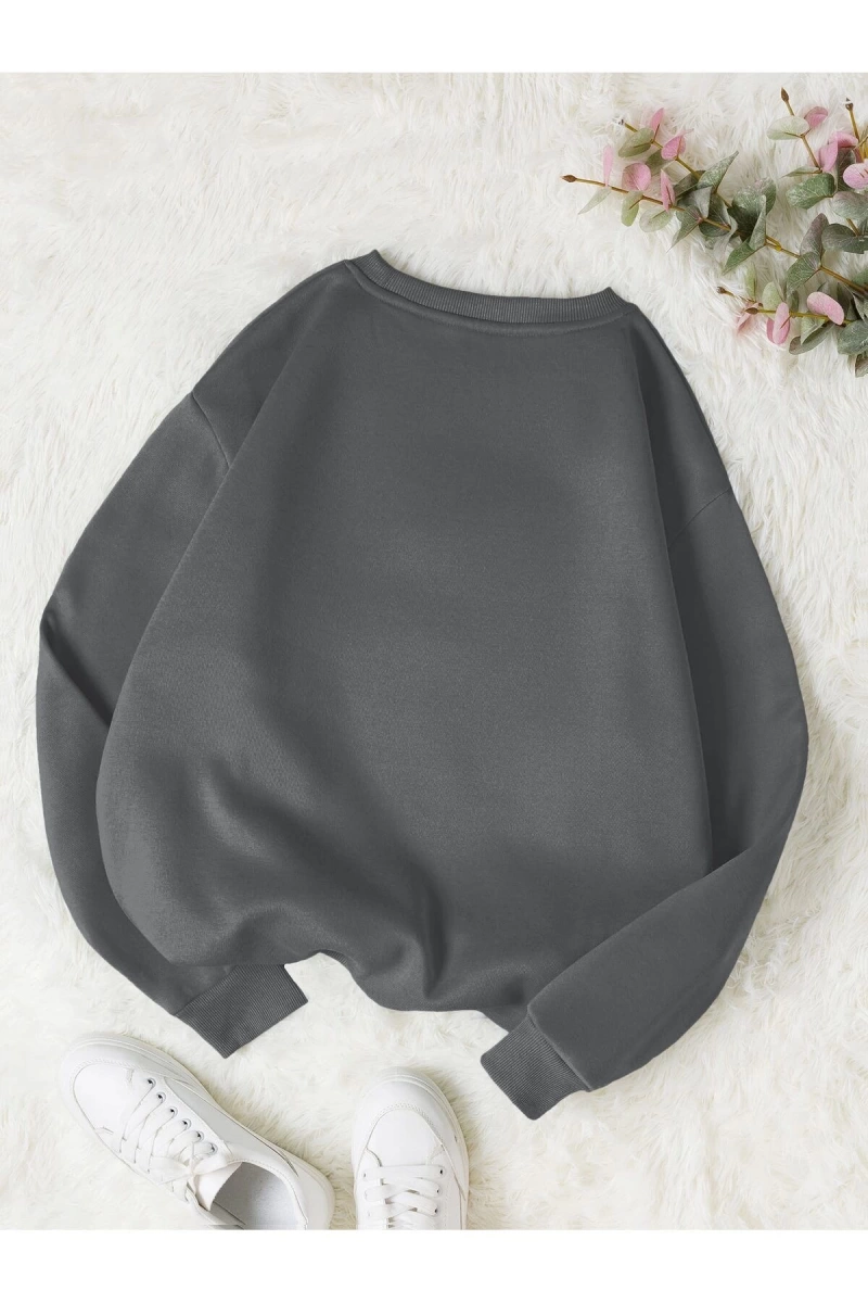 Unisex Brooklyn Baskılı Bisiklet Yaka Sweatshirt