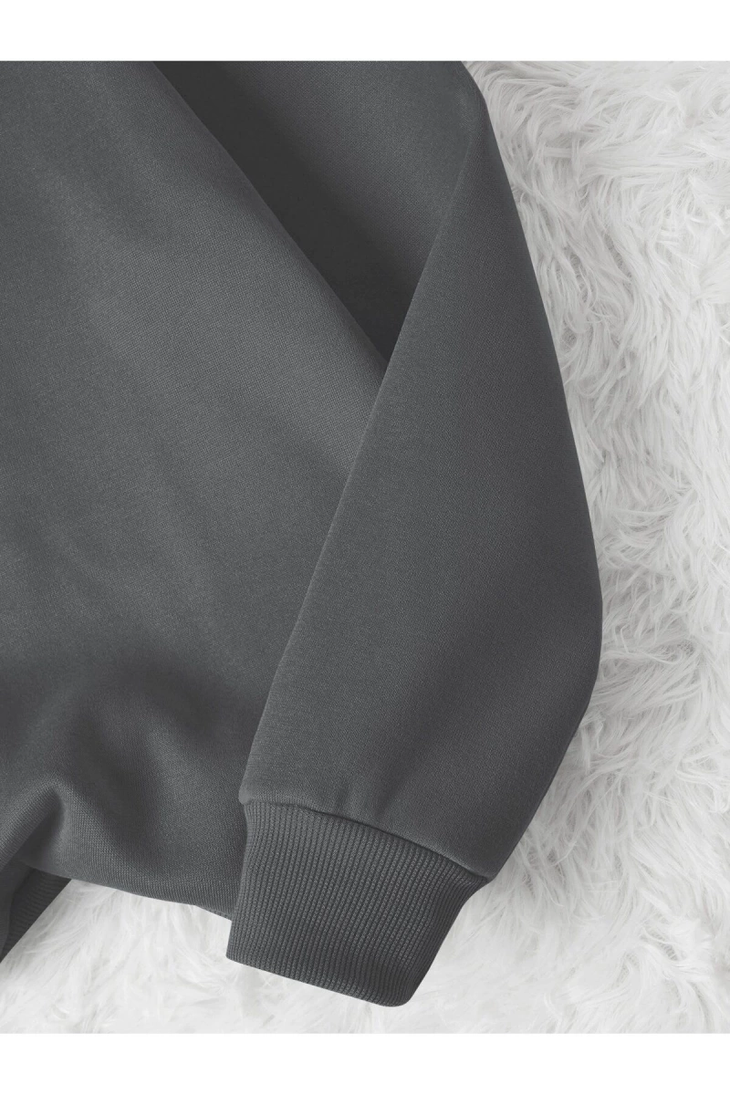 Unisex Brooklyn Baskılı Bisiklet Yaka Sweatshirt