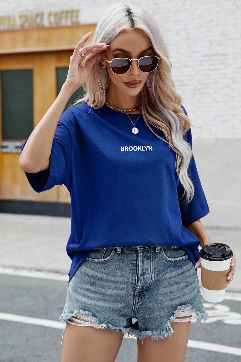Unisex Brooklyn Baskılı T-shirt