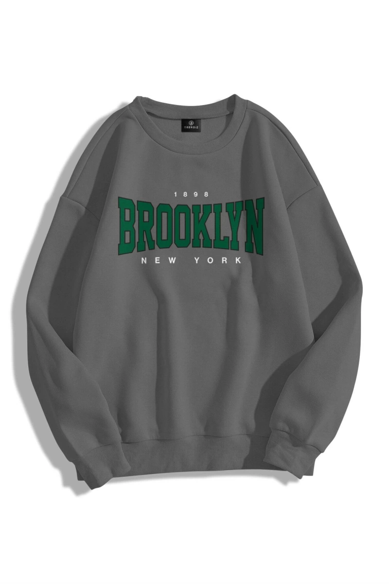 Unisex Brooklyn Bisiklet Yaka Sweatshirt