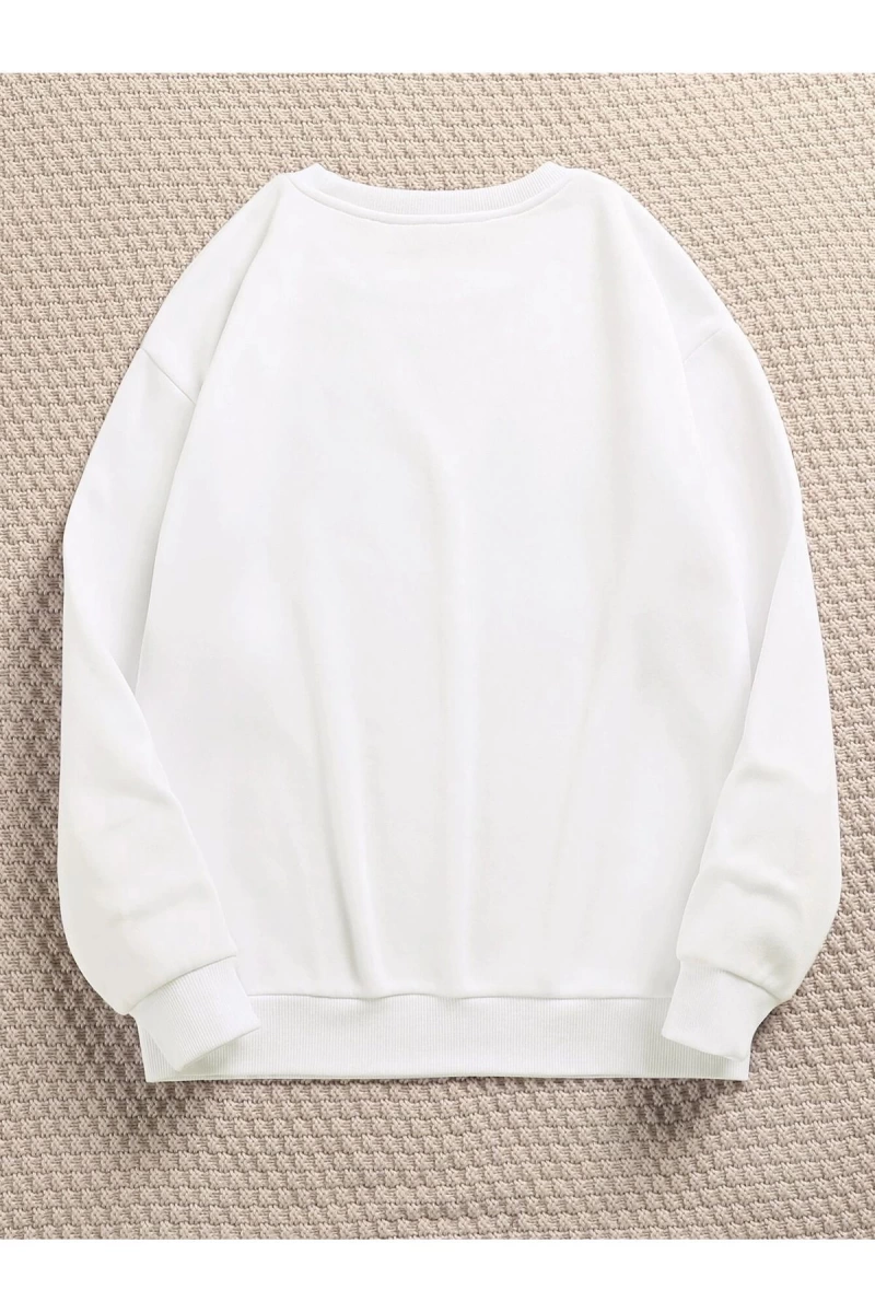 Unisex Brooklyn Özel Renkli Oversize Bisiklet Yaka Pamuklu Sweatshirt