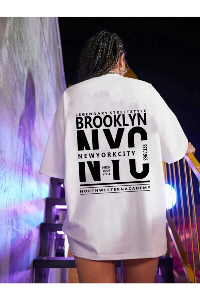Unisex Brooklyn Rahat Kesim Oversize T-shirt