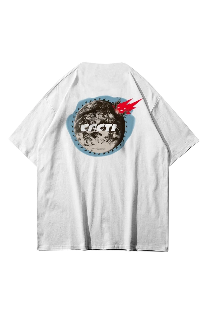 Unisex Cacti Impact Tshirt Beyaz