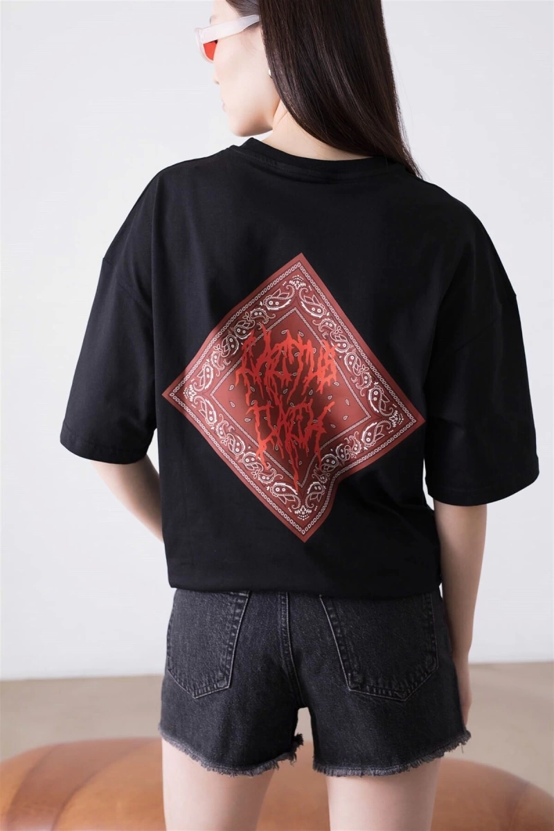 Unisex Cactus Jack Bandana Siyah Tshirt