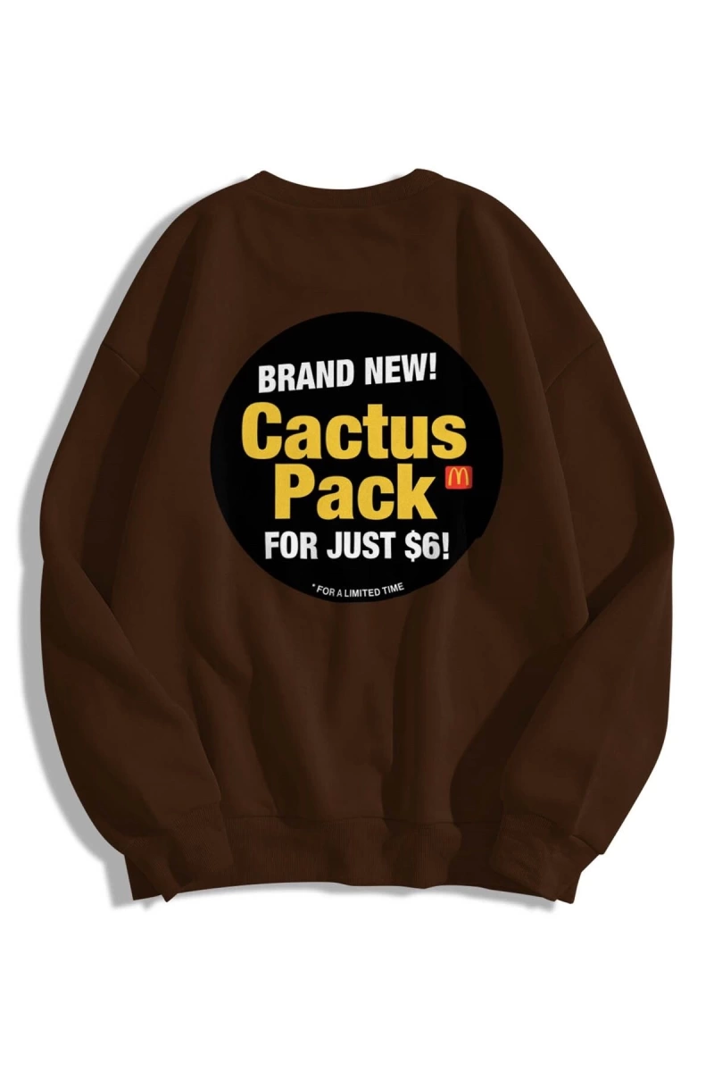 Unisex Cactus Pack Bisiklet Yaka Sweatshirt