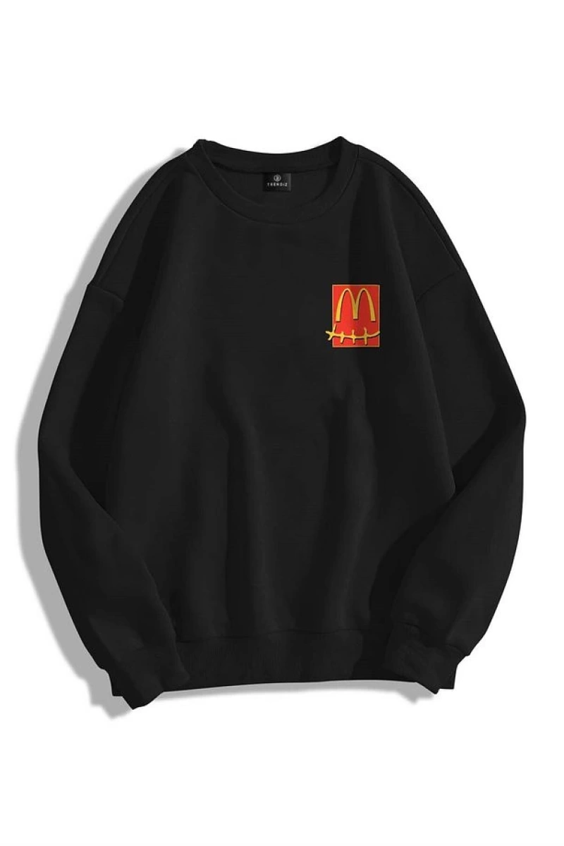 Unisex Cactus Pack Bisiklet Yaka Sweatshirt Kahverengi