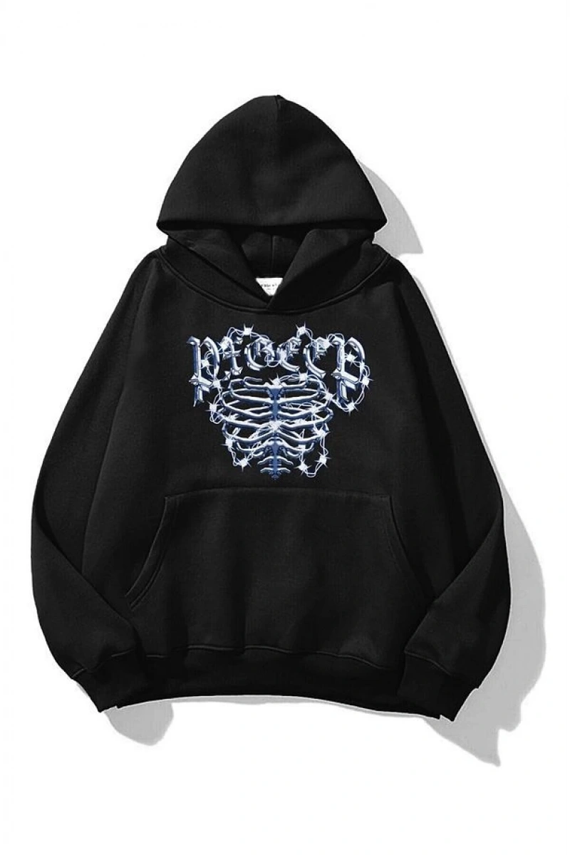 Unisex Cage 101 Sweatshirt Hoodie Siyah