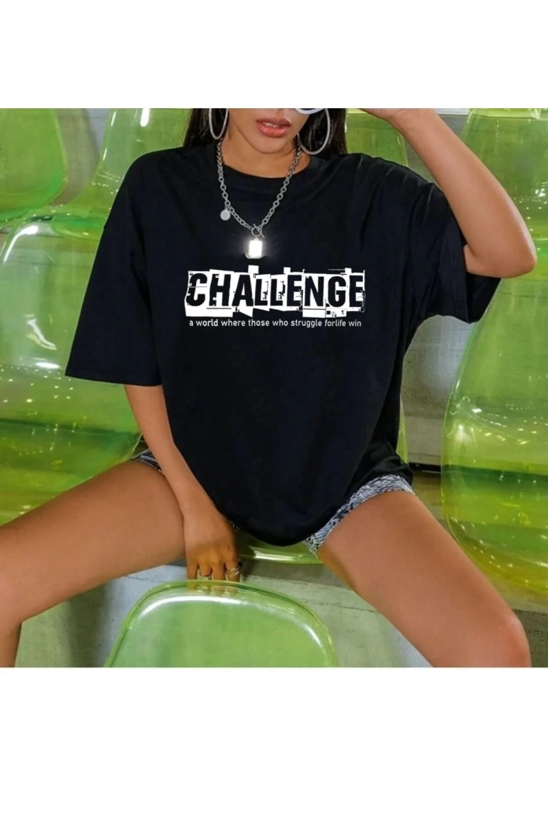 Unisex Challenge Rahat Kesim Oversize T-shirt