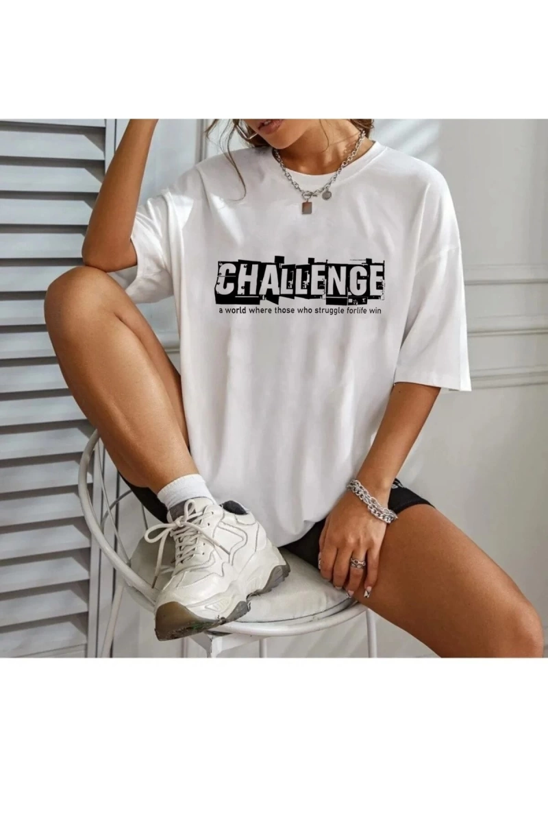 Unisex Challenge Rahat Kesim Oversize T-shirt