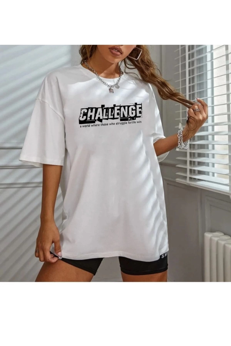 Unisex Challenge Rahat Kesim Oversize T-shirt
