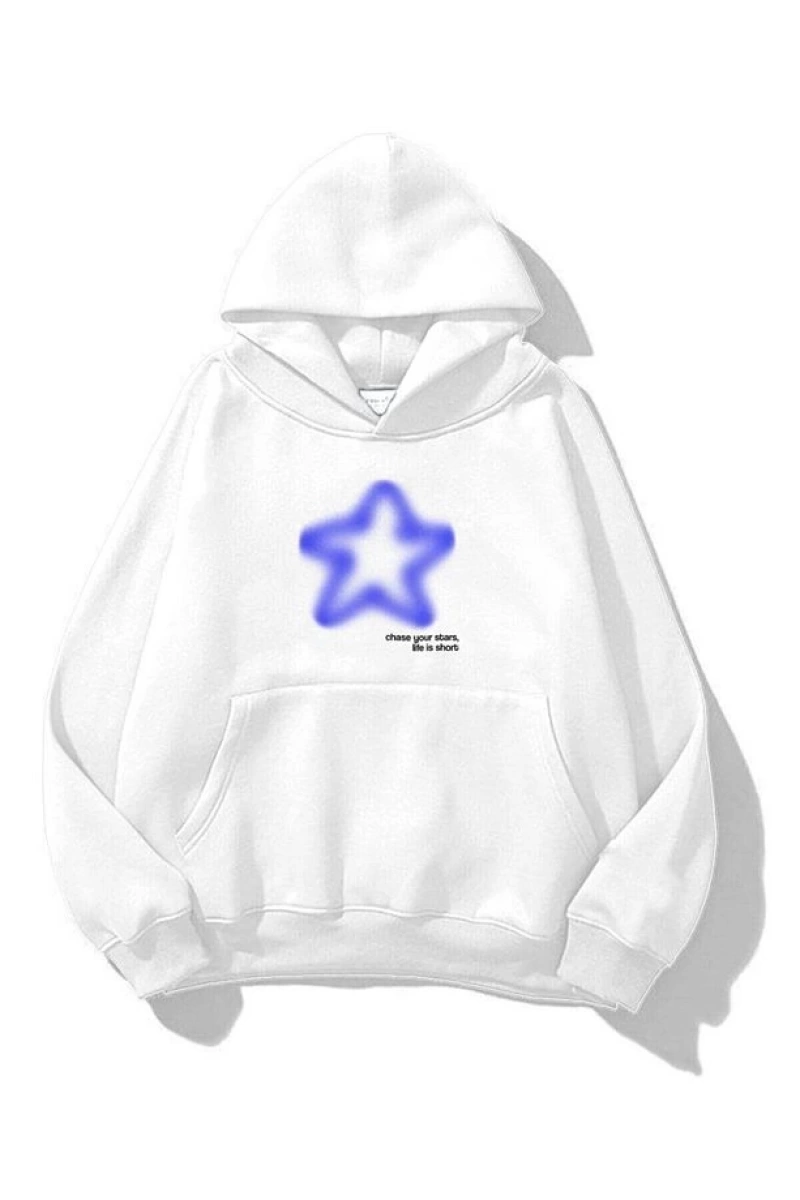 Unisex Chase Your Stars Sweatshirt Beyaz