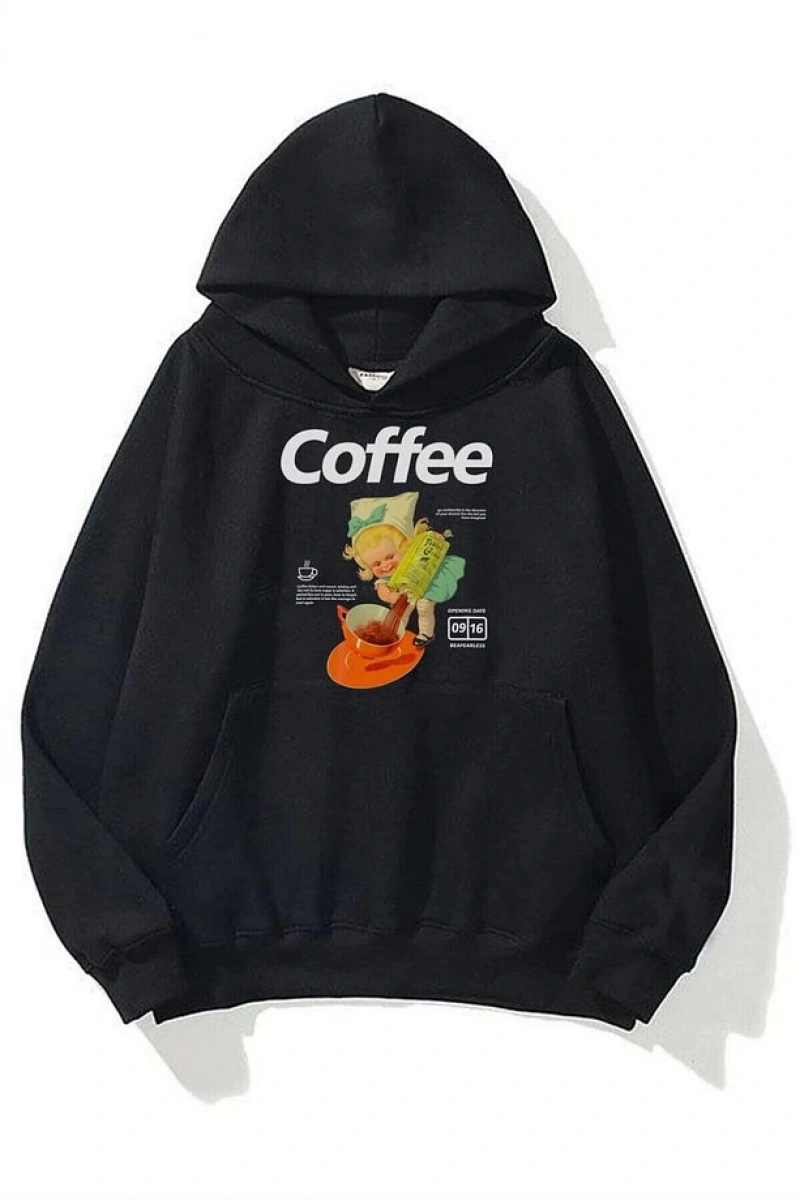 Unisex Coffee Siyah Sweatshirt Siyah