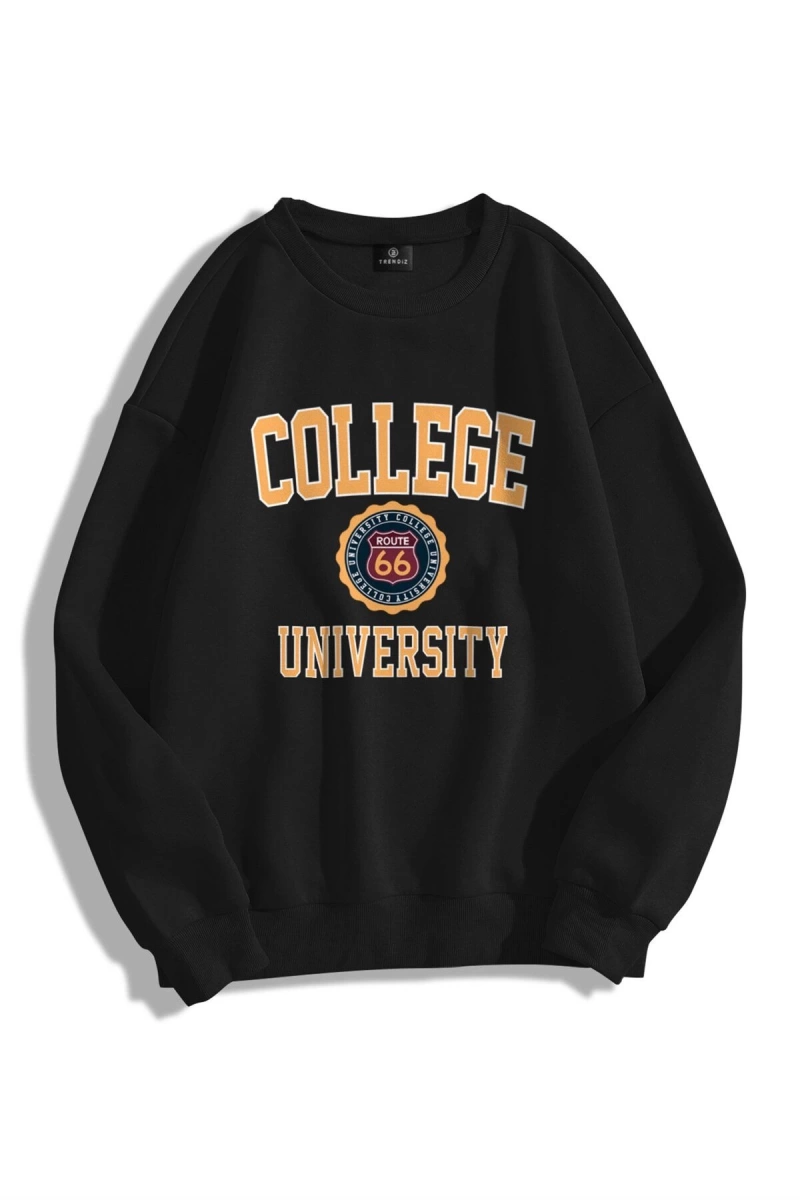 Unisex College University Bisiklet Yaka Sweatshirt