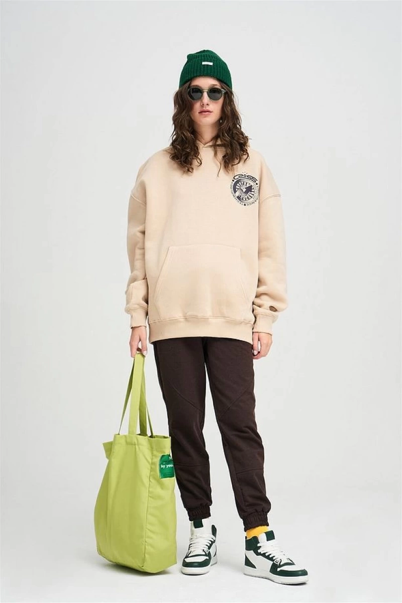 Unisex Cross Sweatshirt Hoodie Gri