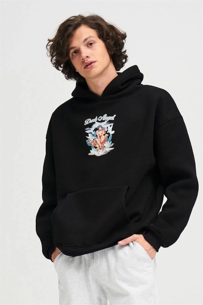 Unisex Dark Angel Sweatshirt Hoodie Siyah