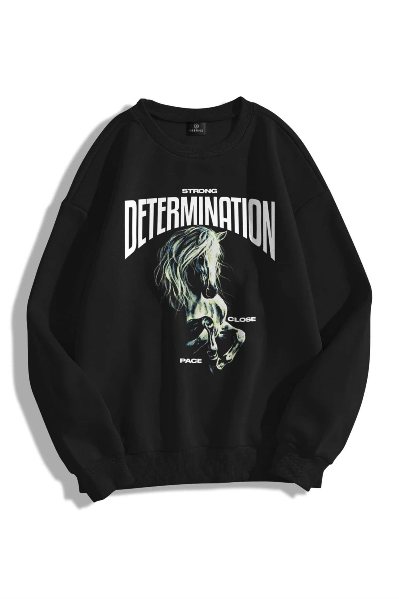 Unisex Determination Bisiklet Yaka Sweatshirt