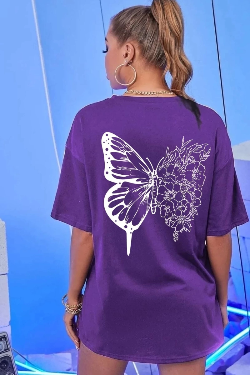 Unisex Drawing Butterflies Tasarım T-shirt