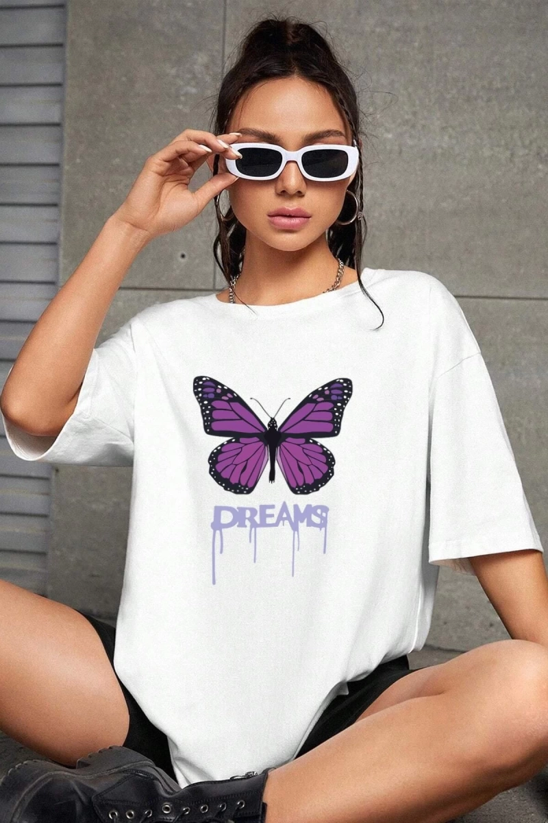 Unisex Dream Butterfly Tasarım Tshirt