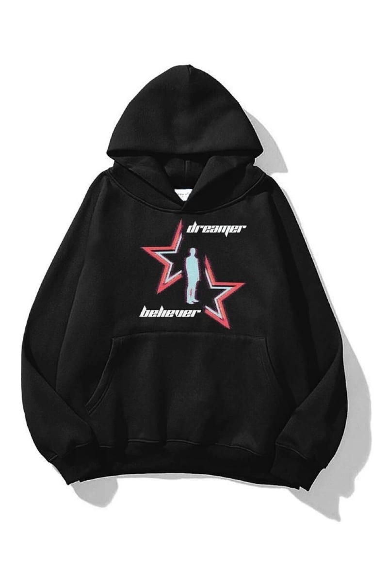 Unisex Dreamer Believer Sweatshirt Siyah