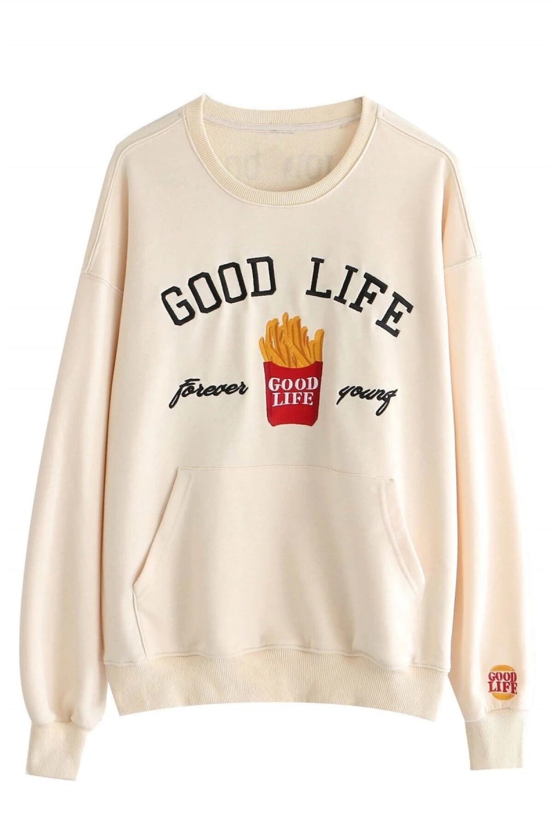 Unisex Ekru Bts Good Life Sweatshirt