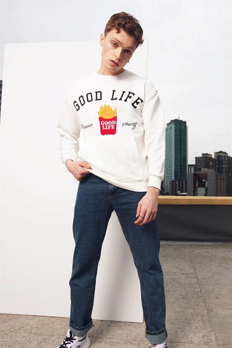 Unisex Ekru Bts Good Life Sweatshirt Ekru