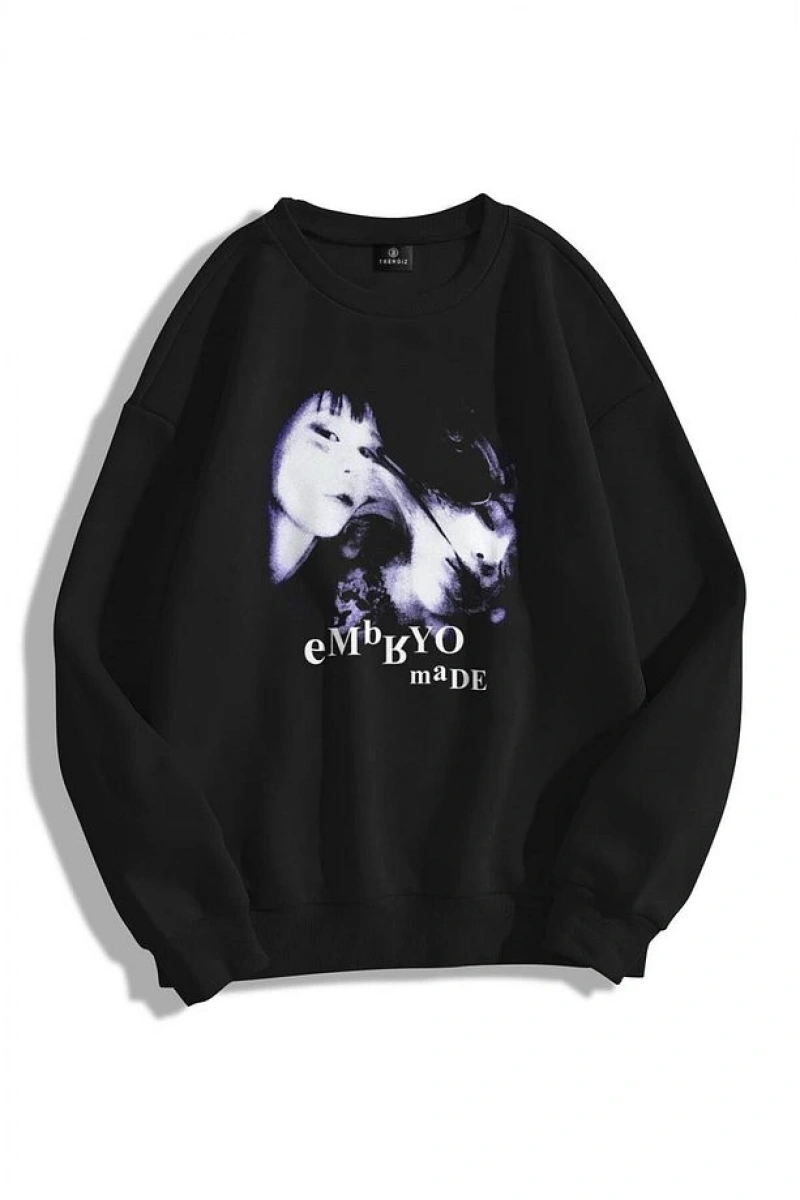 Unisex Embryo By Bisiklet Yaka Sweatshirt Hoodie Siyah