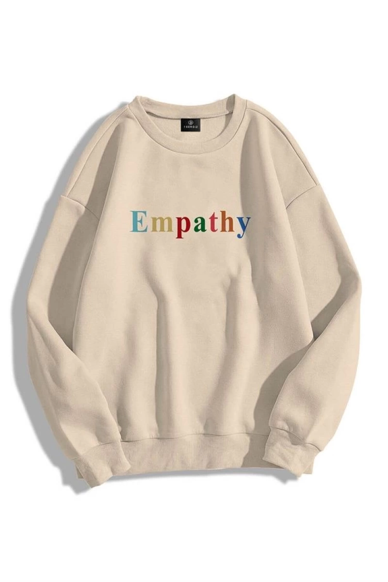 Unisex Empathy Bisiklet Yaka Sweatshirt Gri