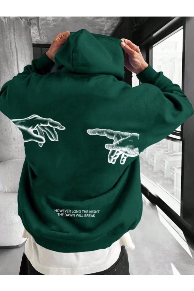 Unisex Erkek/Kadın BREAK Özel Renkli Baskılı Oversize Kapüşonlu Sweatshirt