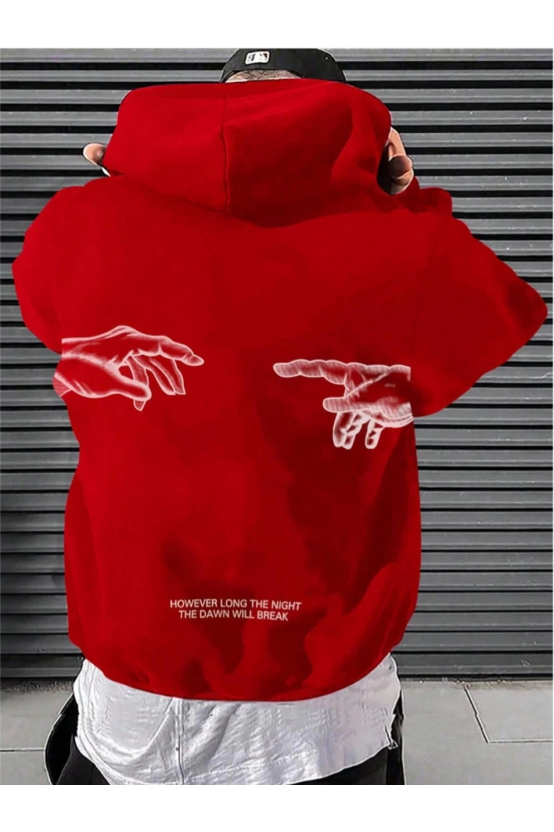 Unisex Erkek/Kadın BREAK Özel Renkli Baskılı Oversize Kapüşonlu Sweatshirt