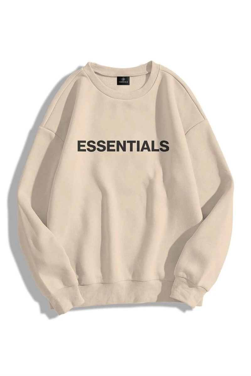 Unisex Essentials Bisiklet Yaka Sweatshirt Beyaz