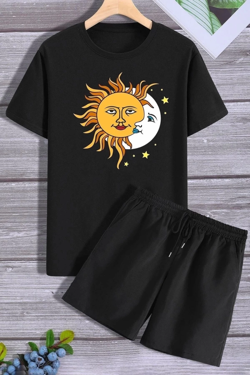 Unisex Evren Temalı Şort T-shirt Eşofman Takımı TSH-ASTRONOMİ-SHRT-DÜZ