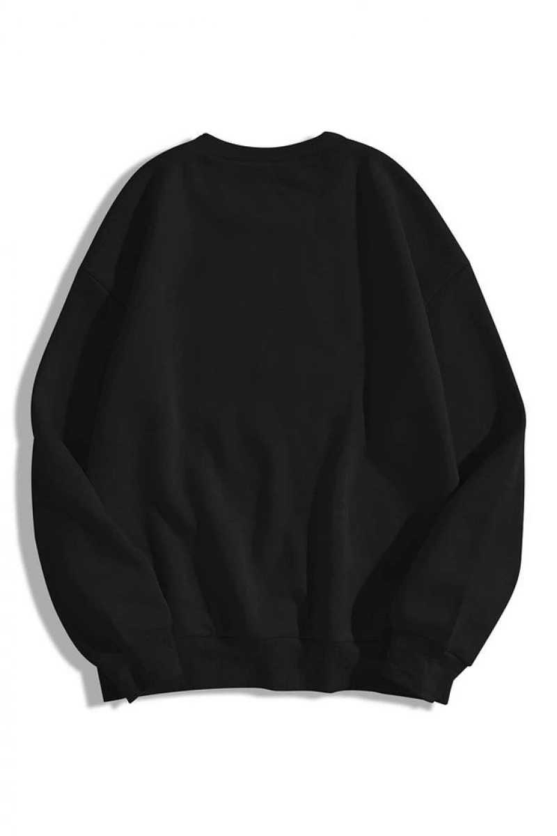 Unisex Fear Itself Bisiklet Yaka Sweatshirt Siyah