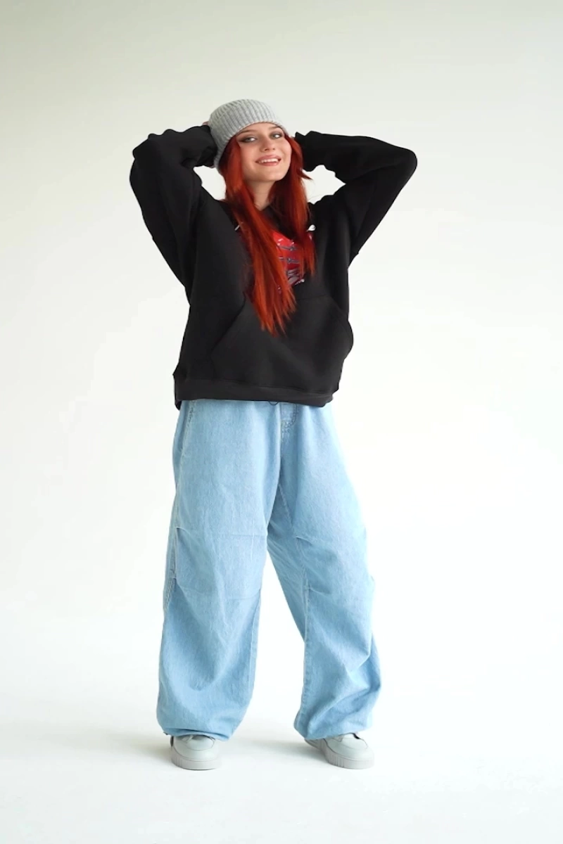 Unisex Feel Me Sweatshirt Hoodie Siyah
