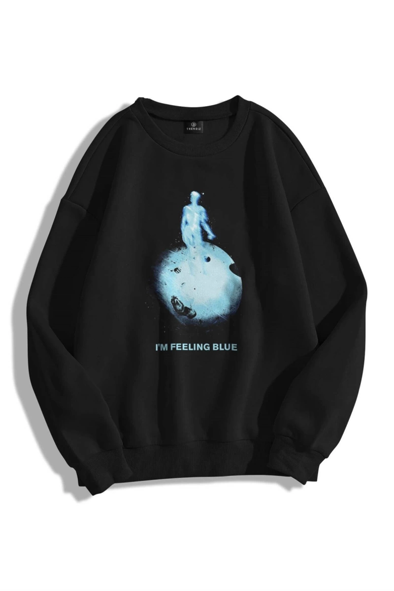 Unisex Feeling Blue Bisiklet Yaka Sweatshirt