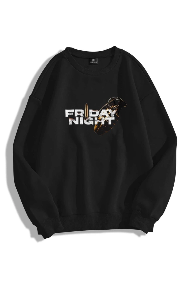 Unisex Friday Night Bisiklet Yaka Sweatshirt