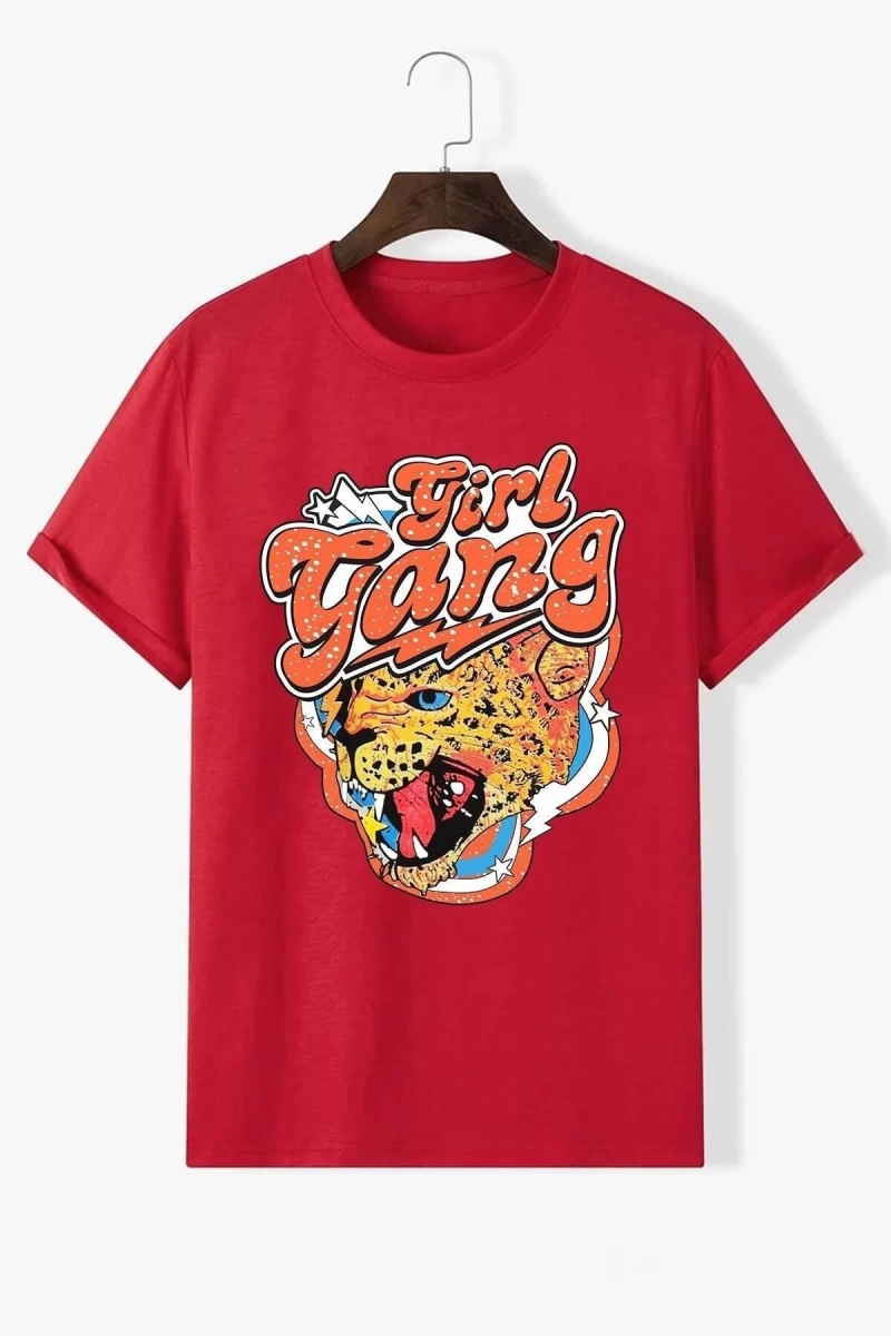 Unisex Girl Gang Baskılı T-shirt