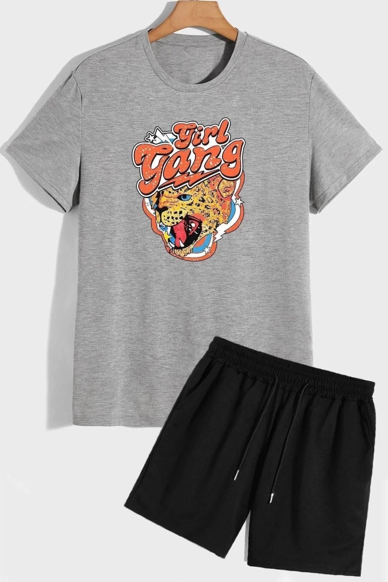 Unisex Girlgang Şort T-shirt Eşofman Takımı TSH-GIRLGANG-SHRT-DUZ