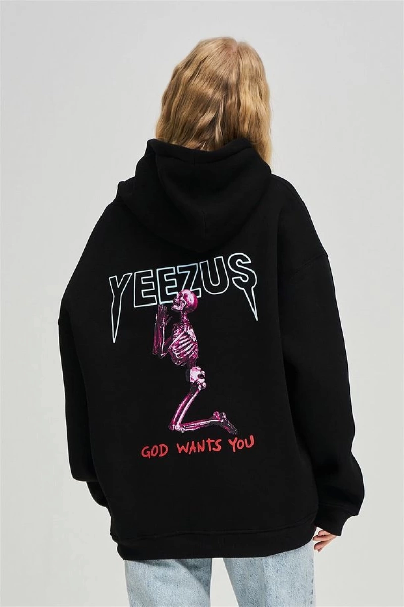 Unisex God Wants You Yeezus Siyah Sweatshirt Siyah