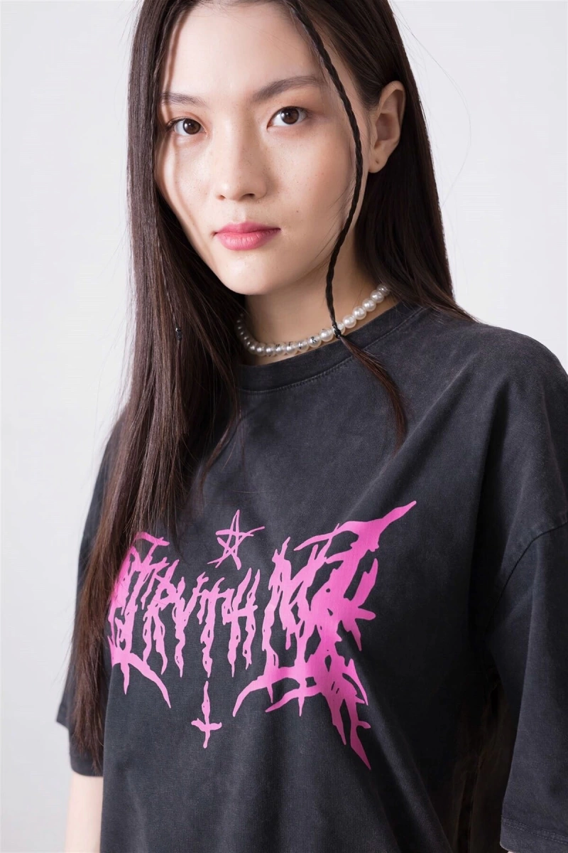 Unisex Gothic Harajuku Antrasit Tshirt