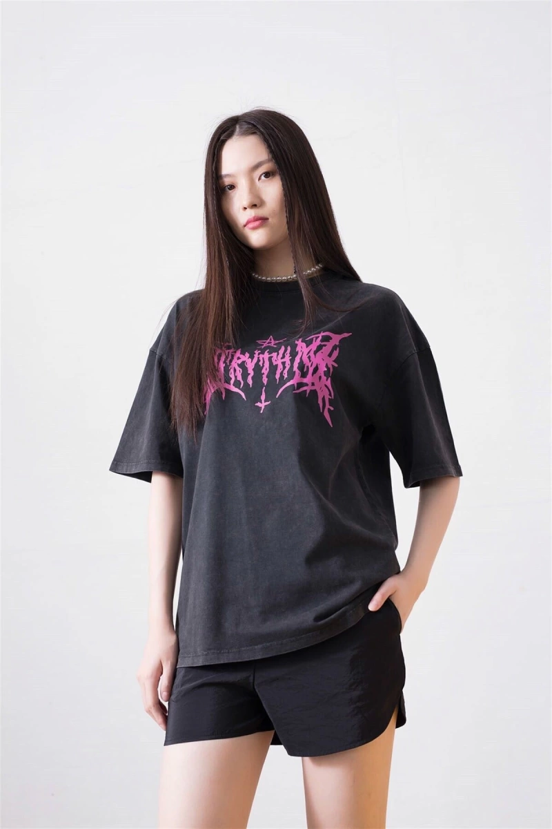 Unisex Gothic Harajuku Antrasit Tshirt
