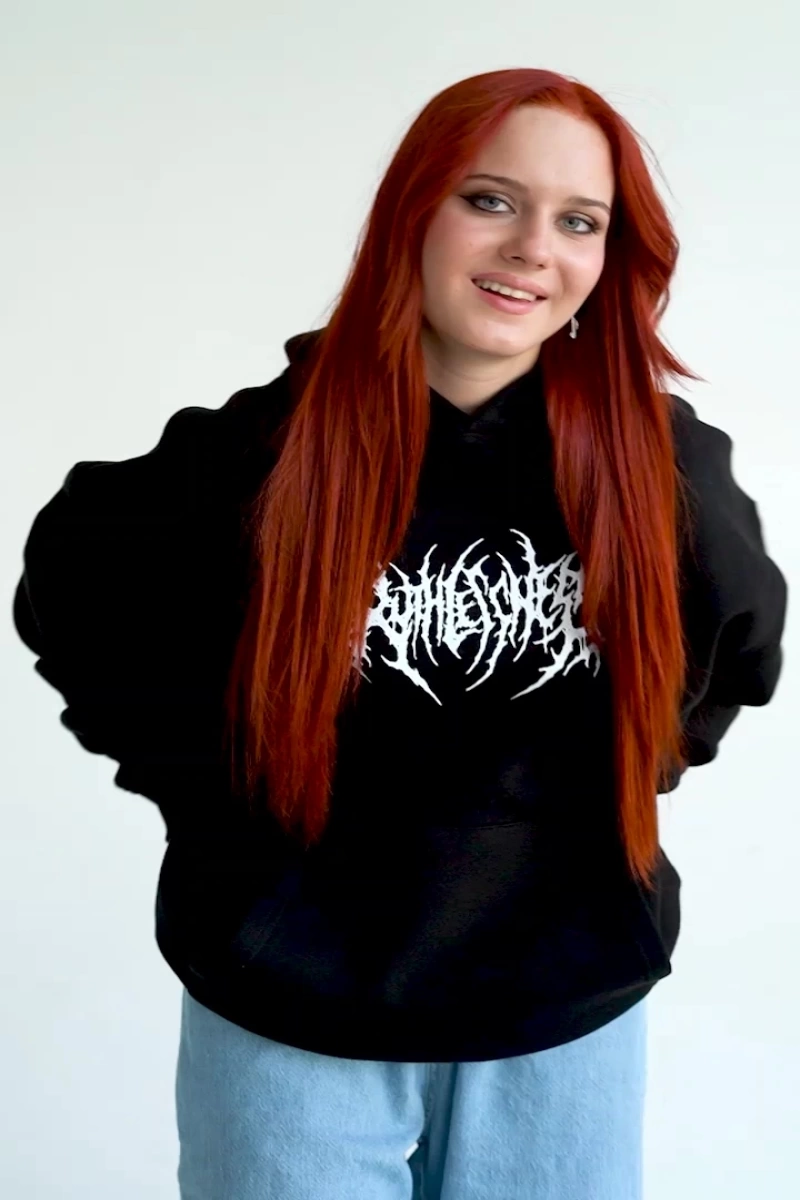 Unisex Gothic Ruthless Sweatshirt Hoodie Siyah