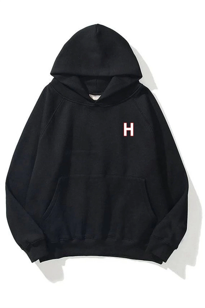 Unisex H Harfli Siyah Sweatshirt